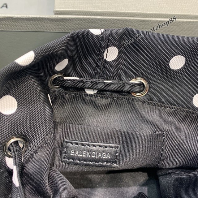 Balenciaga專櫃爆款Balen超輕水桶包 巴黎世家波點黑色帆布手提包 fyj1503